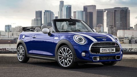 Blue MINI Convertible, parked