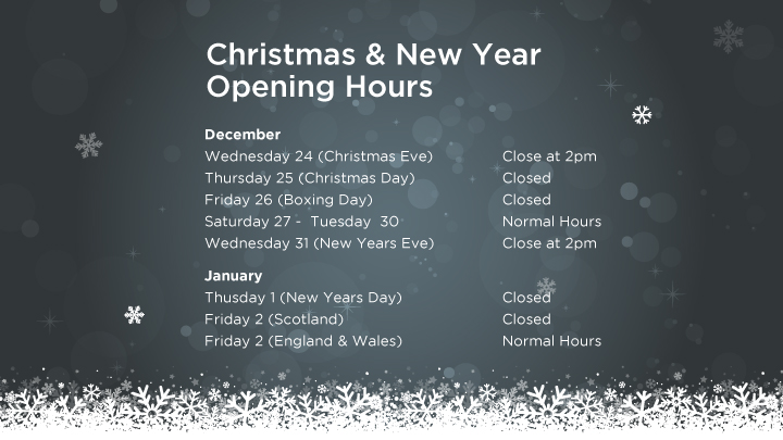 Stratstone Christmas and New Year hours
