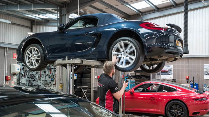 Porsche Being Serviced