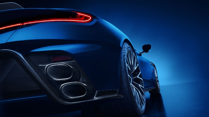 Blue Aston Martin DB12 S Exhaust