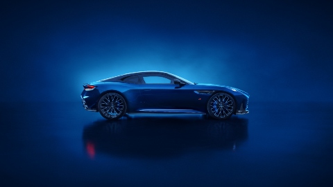 Blue DB12 S Exterior Side Static in Studio