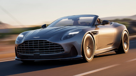 Aston Martin DB12 Volante Driving Front Profile