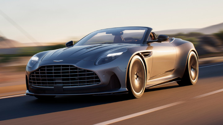 Aston Martin DB12 Volante Driving Front Profile