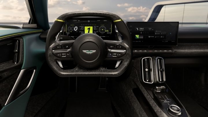 Aston Martin Valhalla steering wheel and infotainment system