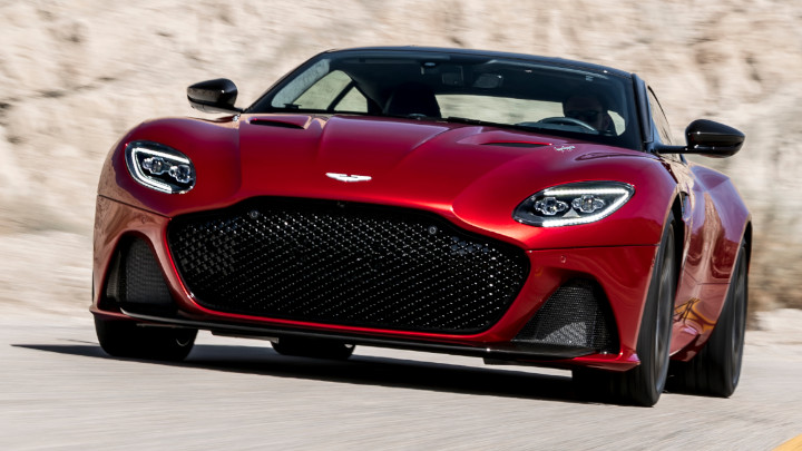 Red Aston Martin DBS Exterior Front Driving