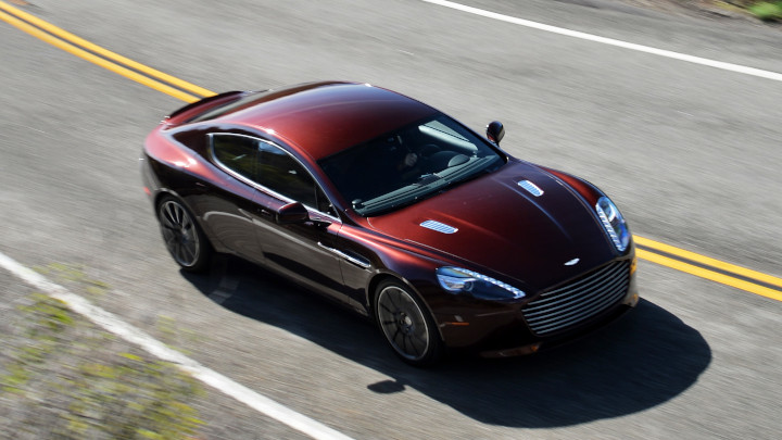 Red Aston Martin Rapide S Exterior Aerial Driving