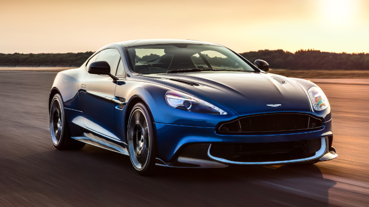 Blue Aston Martin Vanquish S Exterior Front Driving