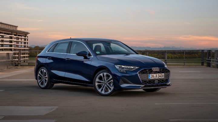 Audi A3 Sportback front side sunset