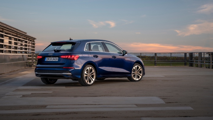 Audi A3 Sportback rear sunset