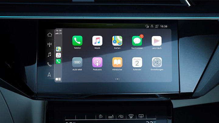 Close up of an Audi A8's infotainment screen