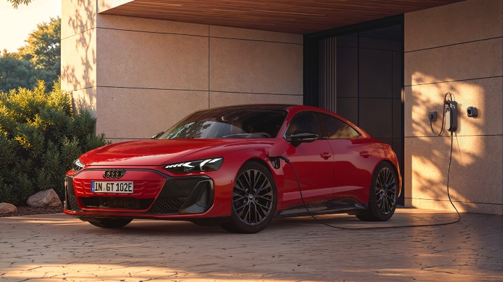 Red Audi e-tron GT Quattro Charging