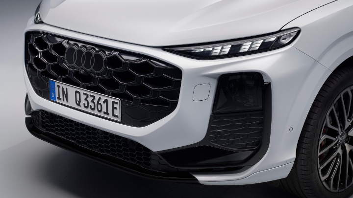 White Audi Q3 Sportback close up front 