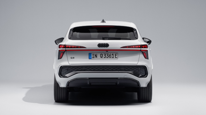 White Audi Q3 Sportback Rear angle