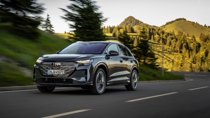 Audi Q4 e-tron front driving