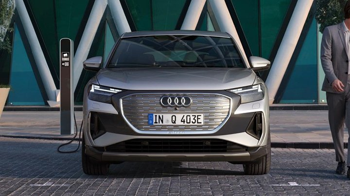 Front Shot of Silver Audi Q4 Sportback e-tron Bonnet
