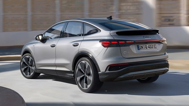 Rear Shot of Silver Audi Q4 Sportback e-tron