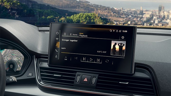 Close up of an Audi Q5's infotainment system