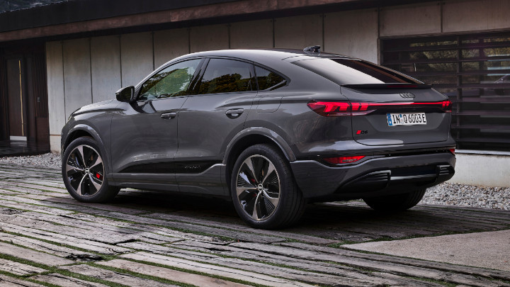 Audi Q6 Sportback e-tron in Grey Rear Static Angle