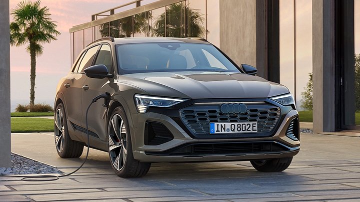 Dark Grey Q8 e-tron Front Charging