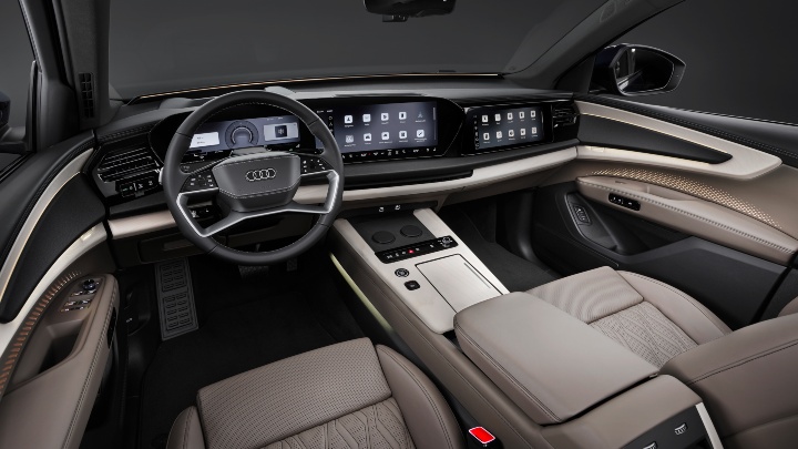 Audi Q9 interior dashboard white seats