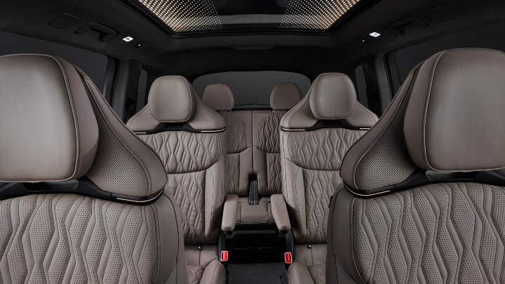 Audi Q9 interior white seats three rows
