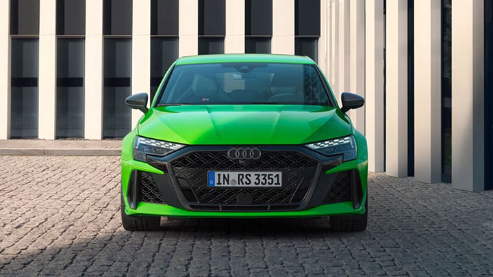 Green Audi RS3 Sportback Front Shot Of Grille
