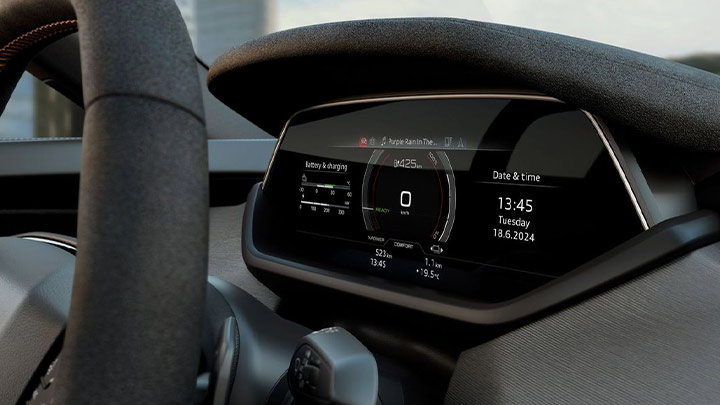 Audi S e-Tron GT dashboard behind the steering wheel