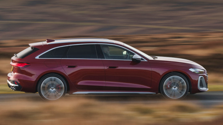 Audi S5 Avant Driving Side Angle in Burgundy 