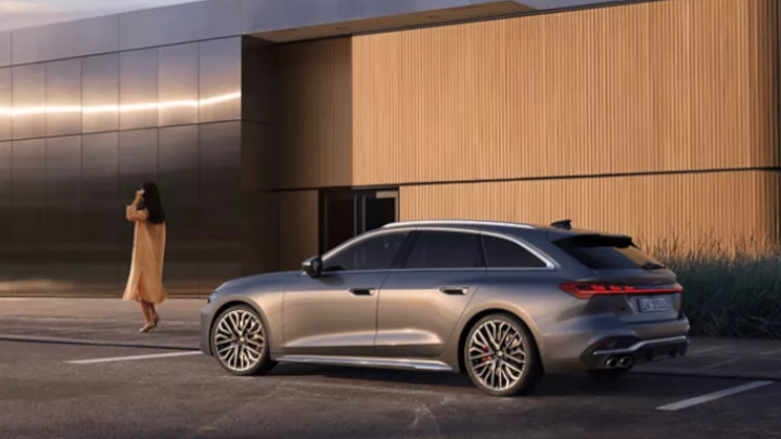 Audi S5 Avant in Silver with Woman Parked