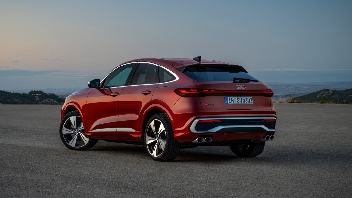 Red Audi SQ5 Sportback static rear angle 