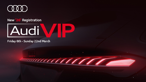 Audi Rear Lights Close Up With Promotional Messaging