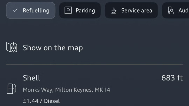 Refueling status in myAudi App