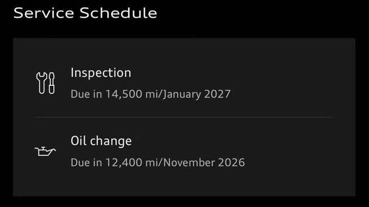 Servicing Schedule in myAudi App