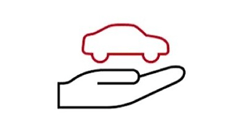 Car in hand icon