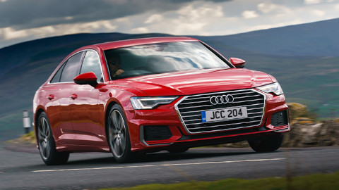 Red Audi A6 Driving
