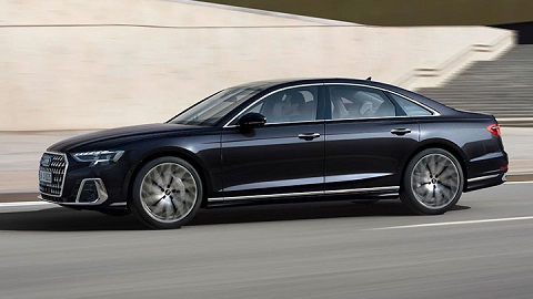 Black Audi A8 Side Driving