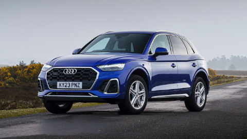 Blue Audi Q5 Parked on Road