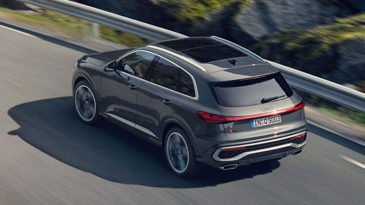 Silver Audi Q5 driving in the motorway