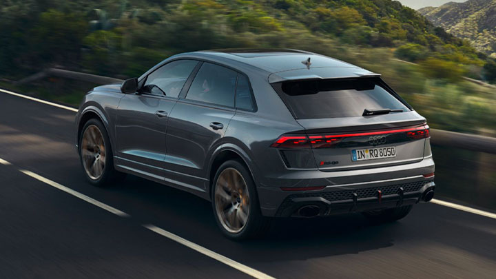 Grey Audi RS Q8 Rear Driving