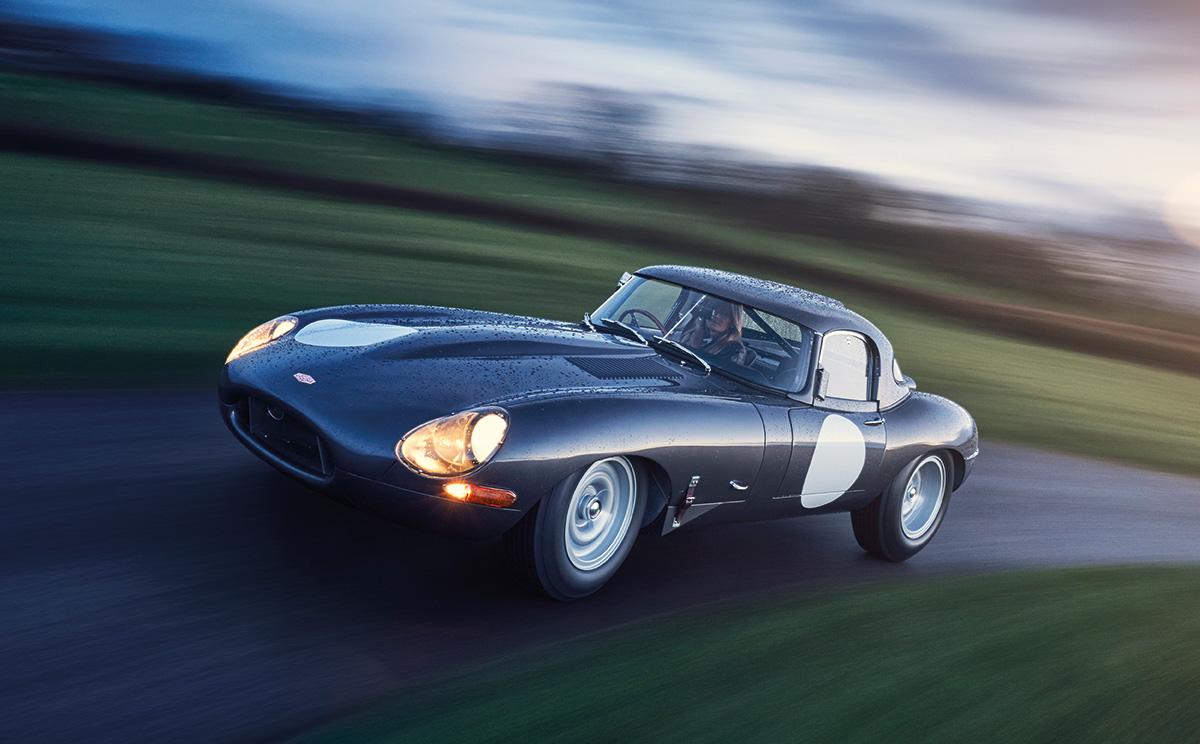 Stratstone Lightweight E-Type driving on the road.