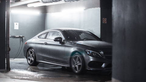 Car in undercover wash bay