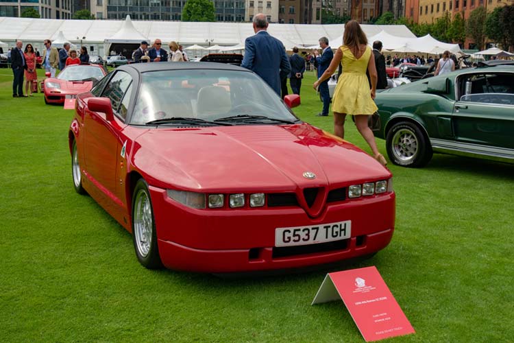 Red Alfa Romeo SZ parked at London Concours 2018.