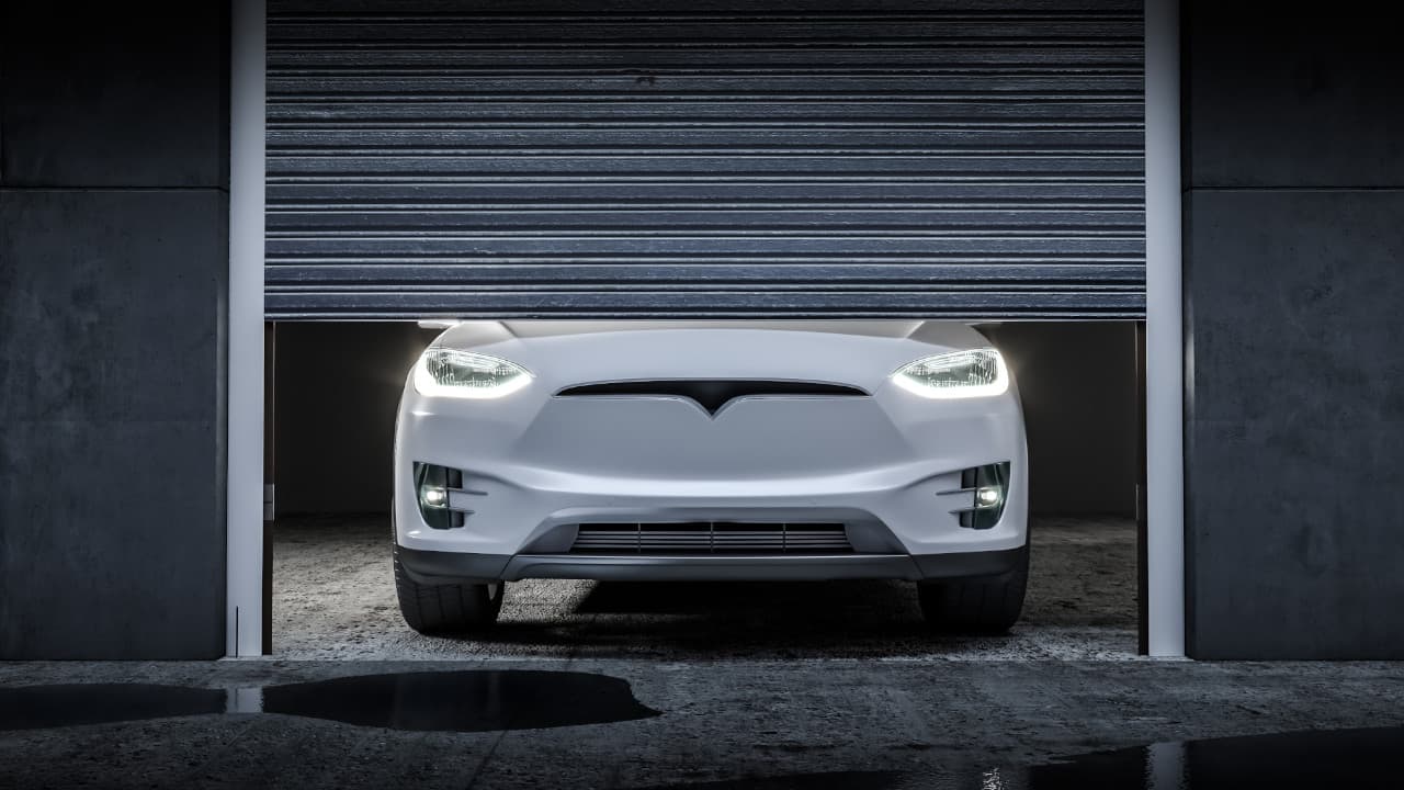 Tesla in Garage