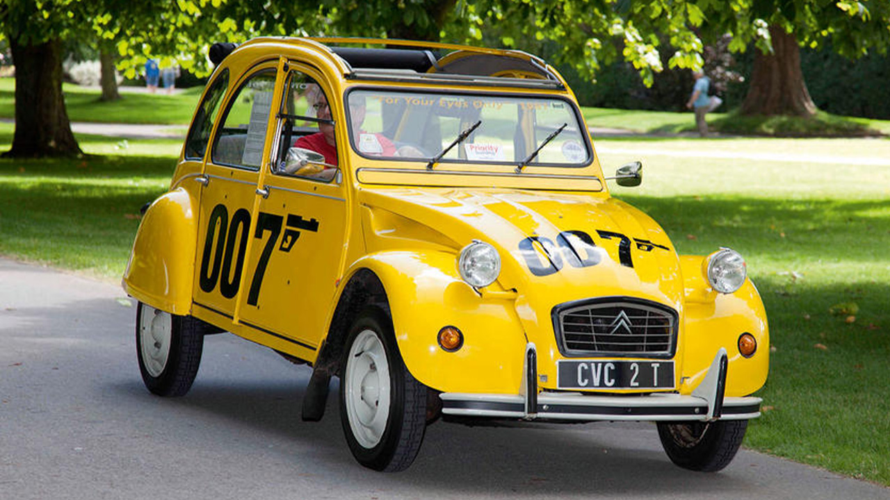 Yellow Citroen 2CV Bond Edition