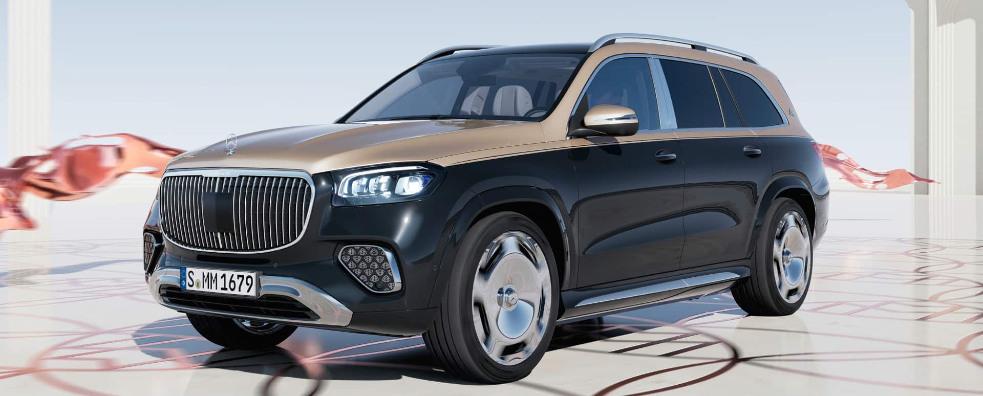 Mercedes-Maybach GLS in two tone paint with lifestyle baackground