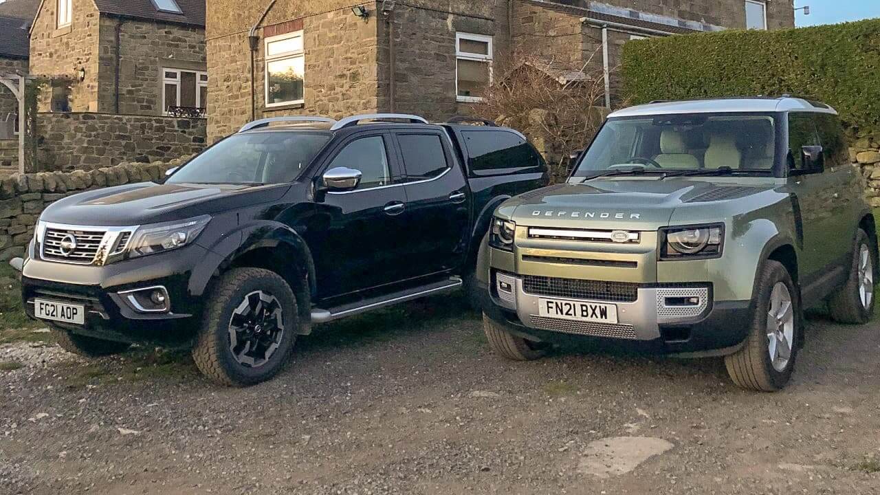 Land Rover Defender 90 and Nissan Navara