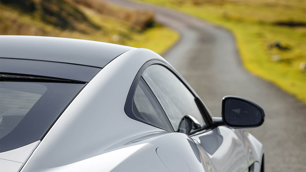 jaguar f-type facing down road
