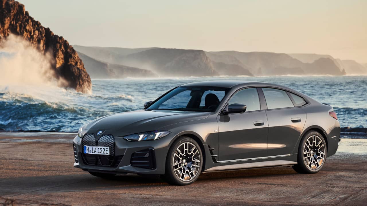 BMW i4 Parked Next to Sea