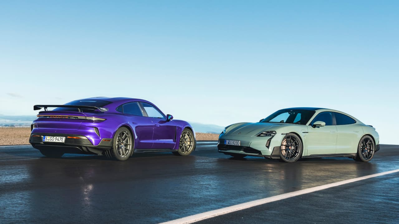 Porsche Taycan Turbo GT with Weissach Package and Porsche Taycan Turbo GT