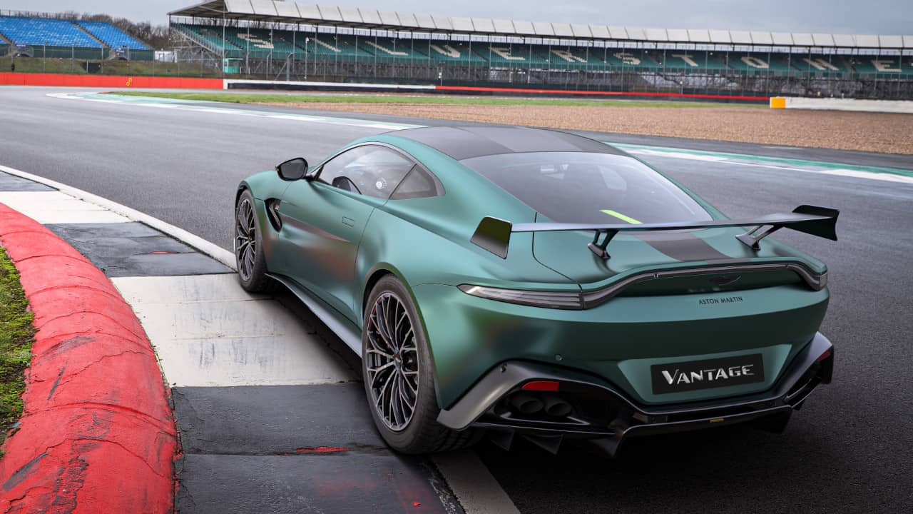 Green Aston Martin F1 Edition Exterior Rear Driving